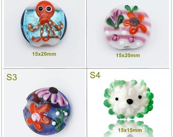 Lamp work Octopus Flower Glass Beads Glaze Bead Sweater Chain Bead Charm Flat Bead Ball Beads DIY bracelets Bead Supply