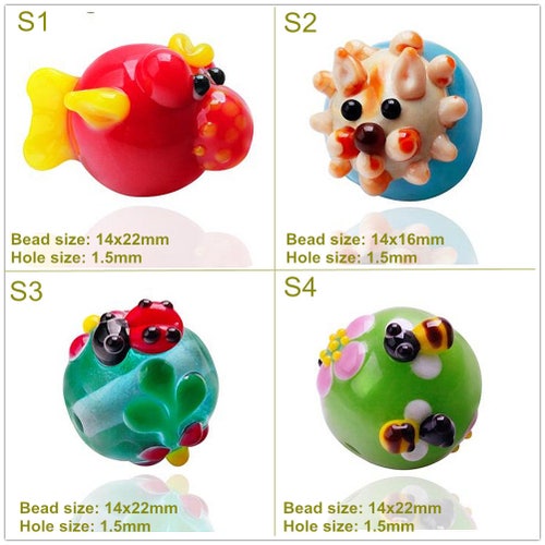 Lamp Work Fish Lion Bee Glaze Bead Glass Beads Handmade Bead Etsy