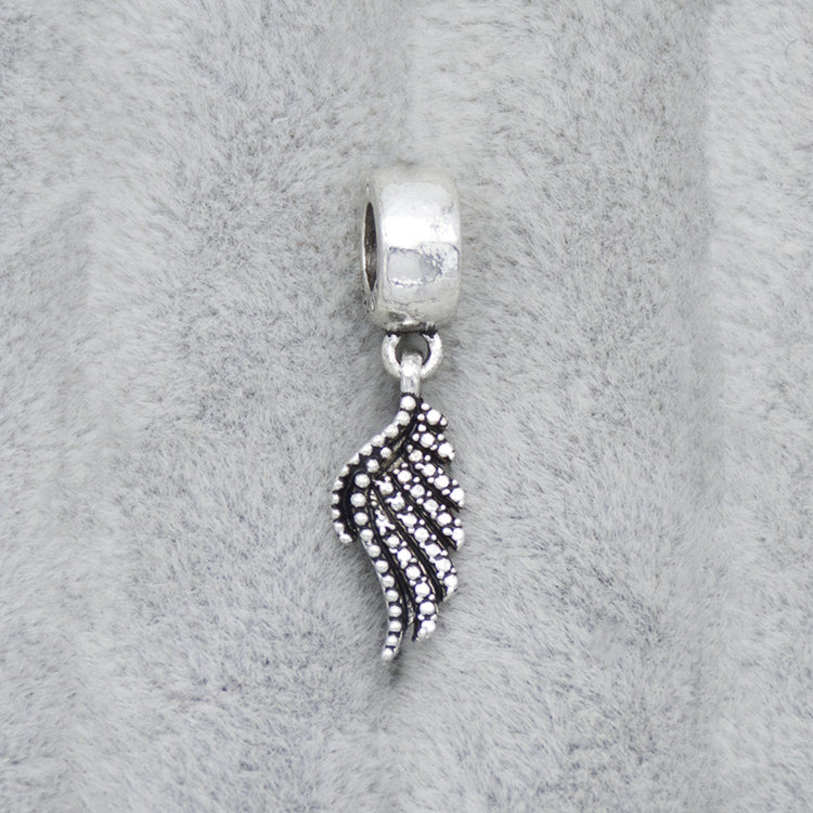 silver alloy angel wing ballet shoes bell bead pendant big hole beads loose bead fit european charm bracelets craft