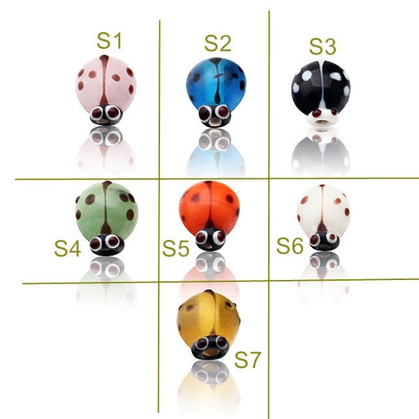10mm Lamp work Color Dot Ladybug Glaze Bead Prayer beads Colorful Glass Beads Lucky Bead Design Charm DIY bracelets Bead Supply