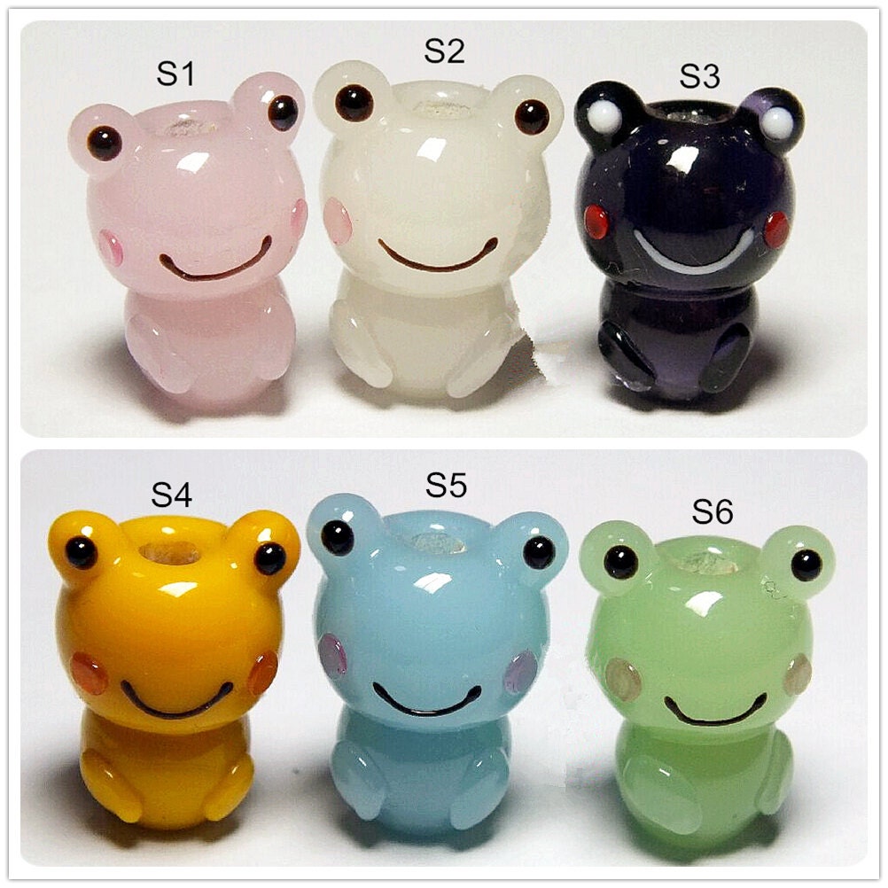 Glazed Bead Hug Frog Glass Beads Handmade Bead Colorful Bead Charm Br…