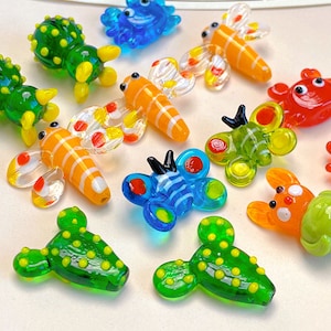 Glazed Bead Grab Butterfly Rabbit Dragonfly Cactus Glass Beads Butterfly Bead Charm Bracelet DIY bracelets Japanese Style Bead Animal Bead