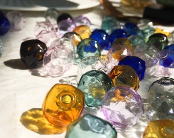 15mm Handmade Lampwork Glass Bead, Rhombic Candy Color Charm