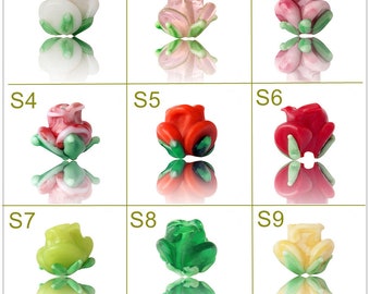 Lamp work 10mm Valentine Rose Flower Glass Beads Lucky Bead Design Charm Bracelet Handmade Beads DIY bracelets Ball Bead Supply