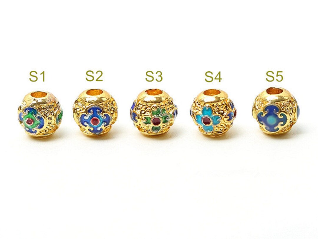 Cloisonne Bead 6mm Bead Beads Enamel Fine Copper Gold Plating Bead DIY