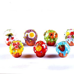 Lamp work 15mm Sweet Candy Cup Cake Glaze Bead Glass Beads Lucky Bead Design Charm Bracelet Handmade Beads DIY bracelets Bead Supply