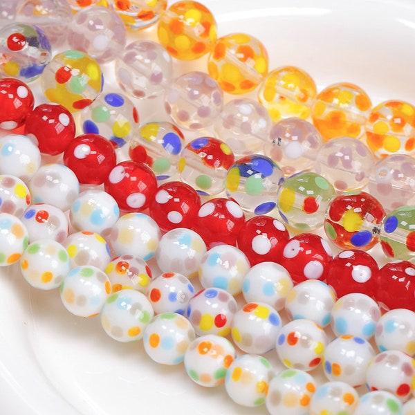 Lampe travail Dot Color Glaze Bead Glass Beads Lucky Bead DIY Charm Chain Beads DIY bracelet Bead Supply