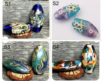 Lamp work 30x15mm Abstract Painting Glass Beads Seastar Sweater Chain Bead Charm Oval Bead Glaze Beads DIY bracelets Bead Supply
