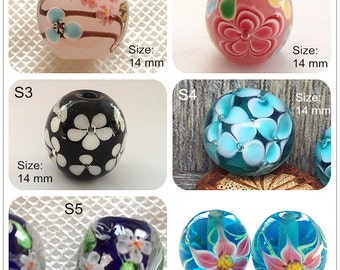 Lamp work 10mm 12mm 14mm 18mm Beauty Flower Glass Beads Lucky Bead Design Charm Bracelet Handmade Beads DIY bracelets Bead Supply