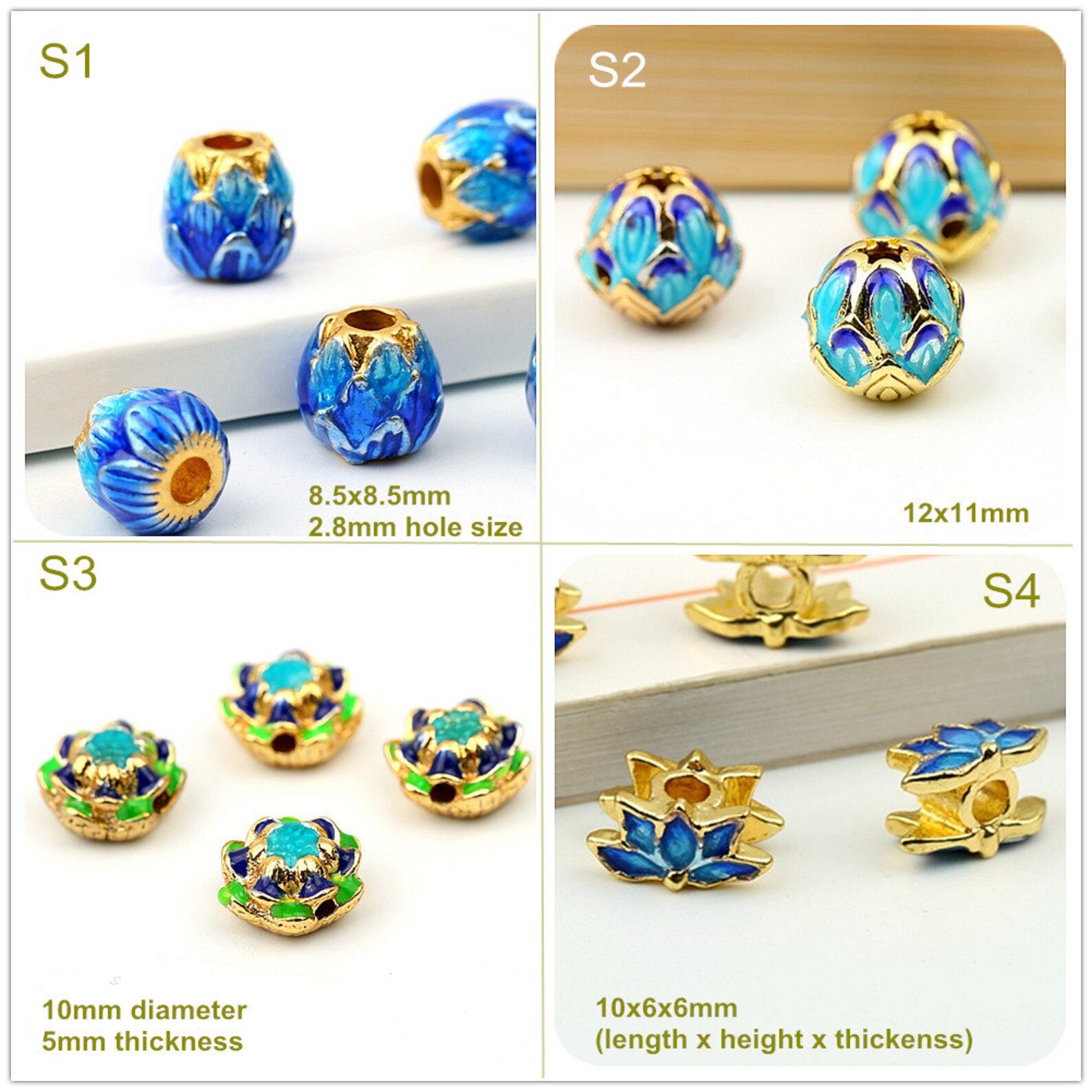 Cloisonne Bead Lotus Flower Spacer Beads Loose Bead Enamel Etsy