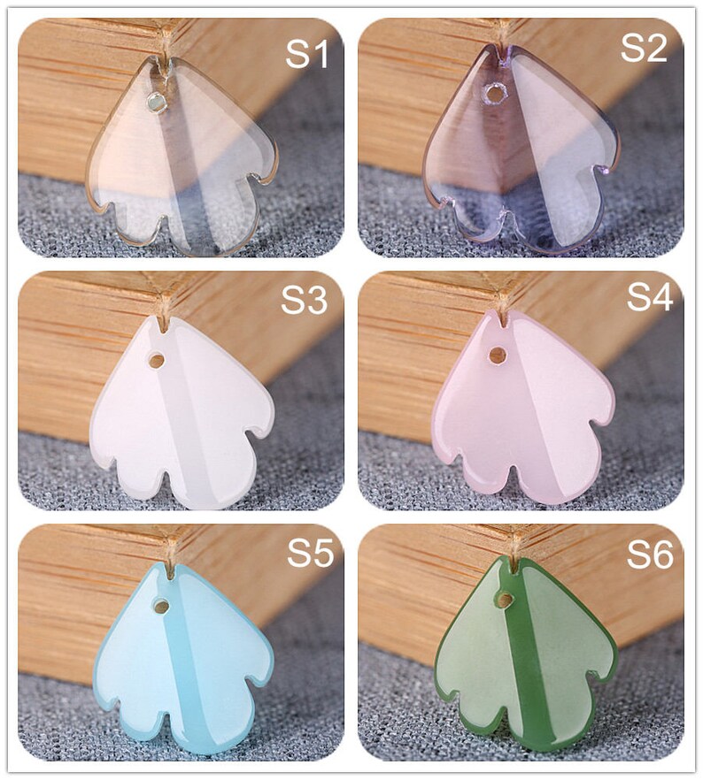 17x18mm Lamp work Candy Color Leaf Peony petals Glaze Bead Pendant Glass Bead DIY Charm Bracelet Necklace Bead Chain Earring Bead Supply image 2