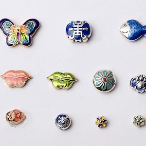 Cloisonne Bead Butterfly Fish Lip Bead Blue Enamel Alloy Copper Gold Plating Spacer Bead DIY Charm Sweater Chain Asian Style bracelets Bead