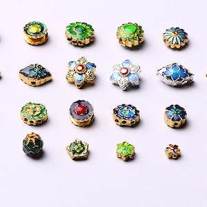 Cloisonne Bead Spacer Beads Enamel Blue Beauty Art Bead Design Charm Bracelet Asian Bead Supply