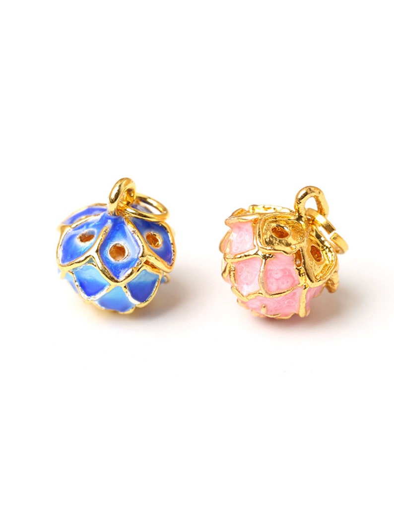 Cloisonne Bead Pink Blue Lotus Flower Bead Pendant Color Etsy