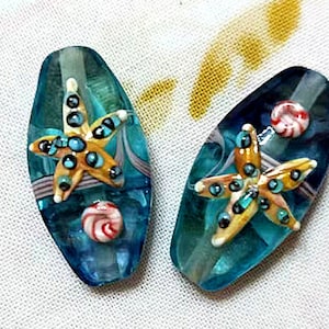 Lamp work 30x15mm Sea Star Glass Beads Lucky Bead Design Charm Bracelet Handmade Beads DIY bracelets Ball Bead Supply