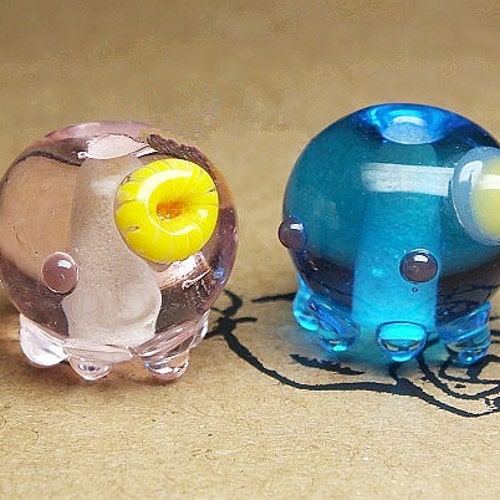 Glazed Bead Animal Glass Beads 14mm Sea Octopus Bead Charm Etsy