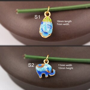 Cloisonne pulseras Collar perla floral elefante grano colgante esmalte aleación oro chapado grano encanto asiático estilo bricolaje suministro de grano