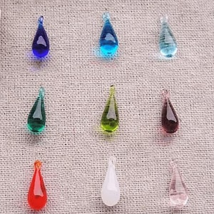 10pieces of single color 8x20mm Lamp work Water Drop Glaze Bead Pendant Glass DIY Charm Bracelet Necklace Bead Chain Earring Bead Supply