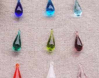 10pieces of single color 8x20mm Lamp work Water Drop Glaze Bead Pendant Glass DIY Charm Bracelet Necklace Bead Chain Earring Bead Supply