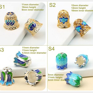 Cloisonne Bead Flower Receptacle Bead Accessory Flower Cap DIY Beads Enamel Filler piece Gold Plating Bead Charm Asian Style bracelets Bead