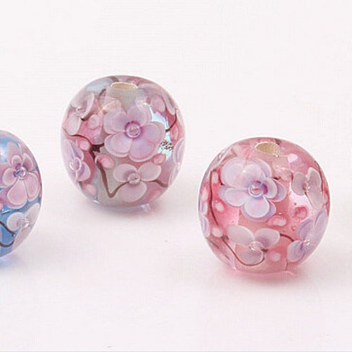 Lampwork 12mm 14mm Flower Glazed Bead Glass Beads Flower Bead Etsy