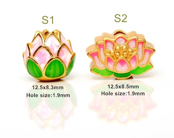 Cloisonne Bead Lotus Spacer Perlen Emaille Gold Lose Bead Design Bettelarmband Asian Bead Supply