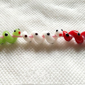 Glazed Bead Snake Glass Beads White Green Bead Charm Bracelet DIY bracelets Japanese Style Animal Bead