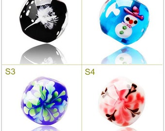 Lampwork 16mm 20mm muñeco de nieve flor esmalte cuenta Navidad cristal cuenta encanto pulsera DIY collar cadena collar esmalte cuenta artesanía suministro