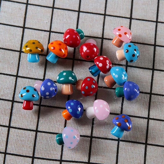 Lamp work 15x18mm Multi color mushroom Glass Beads Lucky Bead Design Charm Bracelet Handmade Beads DIY bracelets Ball Bead Supply