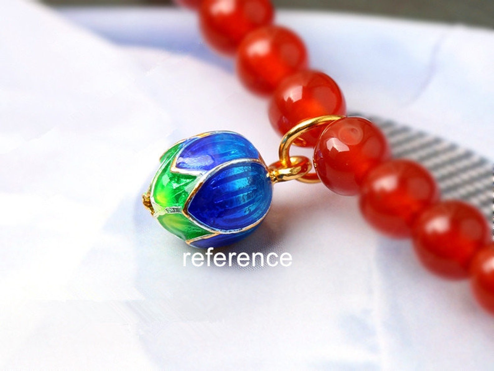 Cloisonne Bead Lotus Flower Bead Pendant Blue Enamel Alloy Etsy