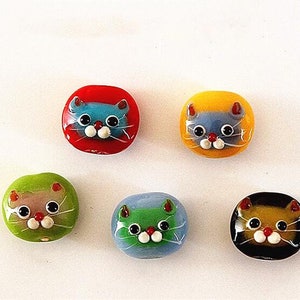 Lamp work 14x16mm Kitty Cat Glass Beads Lucky Bead Design Charm Bracelet Handmade Beads DIY bracelets Bead Supply