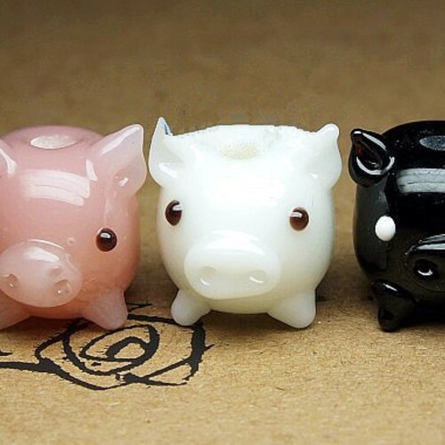 Glazed Bead Pig Animal Glass Beads Handmade Bead Fun Bead Etsy