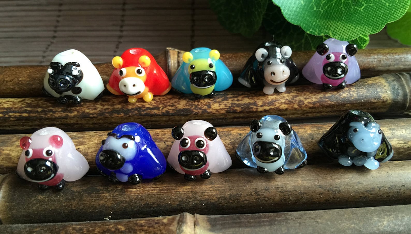 Glazed Bead 14mm Animal Glass Beads Handmade Bead Colorful Etsy
