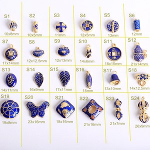 Cloisonne Bead Spacer Beads Enamel Beauty Blue Art Bead Design Charm Bracelet Asian Bead Supply