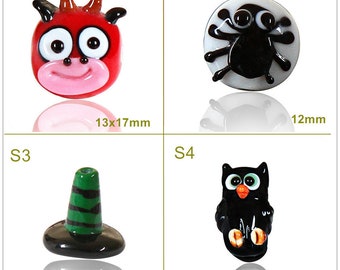 Lamp work Cow Spider Owl glaze bead Glass Beads Lucky Bead Design Charm DIY bracelets Bead Supply