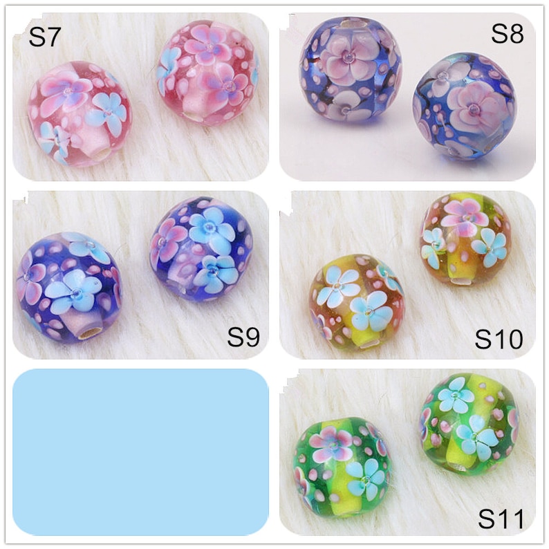 Lampwork 12mm 14mm flower glazed Bead Glass Beads Flower Bead Charm DIY bracelets Glaze bead supply image 3