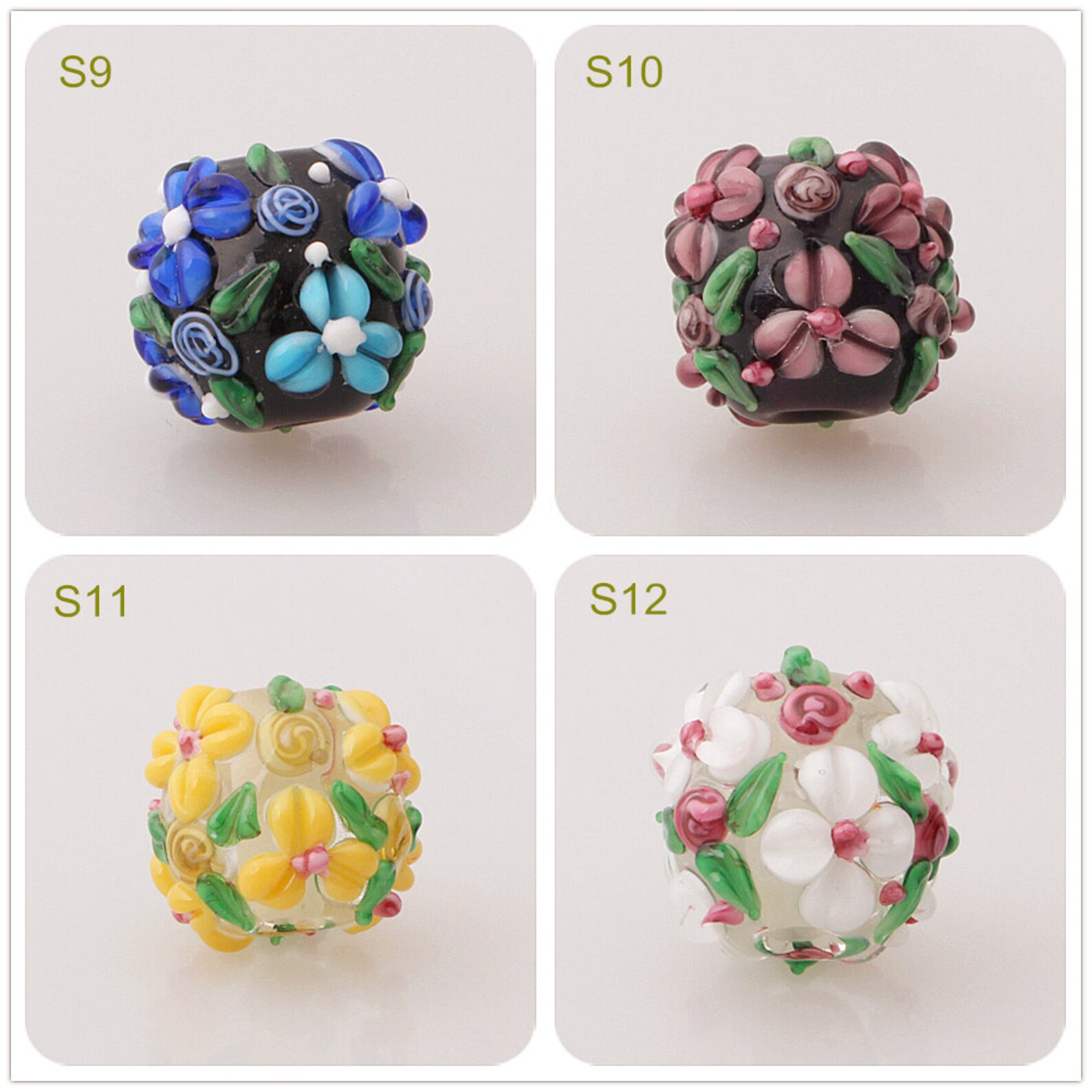 Lampwork 20mm Handmade Flower Glass Beads Handmade Bead Charm Etsy
