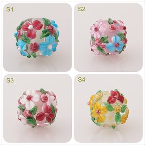 Lampwork 20mm Handmade Flower Glass Beads Handmade Bead Charm Bracelet DIY bracelets Bead Glaze Bead