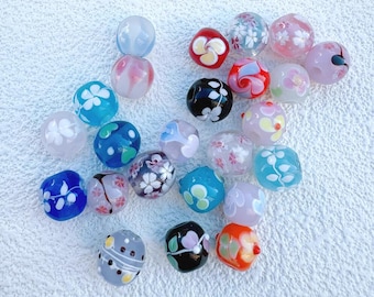 5pieces random pick Lampwork 11mm to 13mm ball Glaze Bead shaped Glass Beads Handmade Bead Charm Bracelet DIY bracelets Supply Bead On Sale