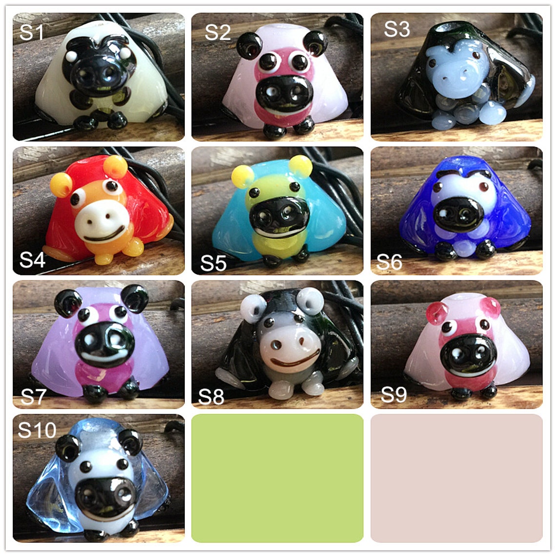 Glazed Bead 14mm Animal Glass Beads Handmade Bead Colorful Etsy