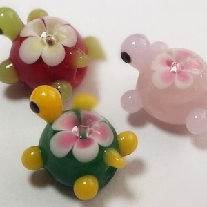 Lamp work 14mm Turtle Glass Beads Flower Animal Lucky Bead Design Charm Bracelet Handmade Beads DIY bracelets Bead Supply