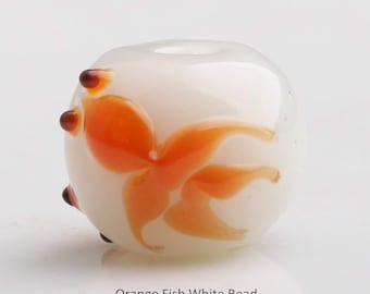 16mm Lampwork Glass Beads Colorful Golden Fish Bead White Black Charm Bracelet DIY bracelets Animal Bead