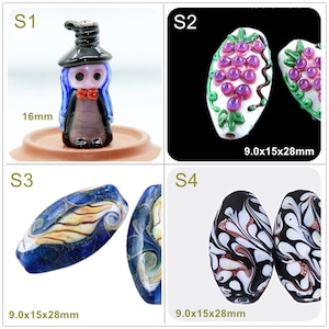 Lámpara de trabajo con diseño de Pteris de mar de uva, cuentas de cristal, cadena para suéter, abalorio ovalado, cuentas hechas a mano, pulseras DIY, suministro de cuentas