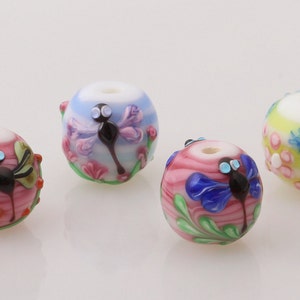 Lampwork Glazed Bead 14mm Dragonfly Glass Beads Butterfly Bead Charm Bracelet DIY bracelets Japanese Style Bead Animal Bead