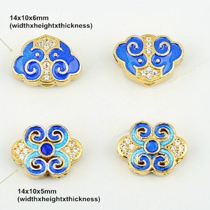 Cloisonne Bead Cloud Bead DIY Beads Blue Enamel Copper Alloy Gold Plating Bead Charm Bracelet Asian Style bracelets Bead
