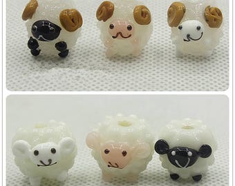 Glazed Bead 12x14mm Sheep Glass Beads Ram Lamp Bead Animal Bead Charm Bracelet DIY bracelets Japanese Style Bead Animal Bead