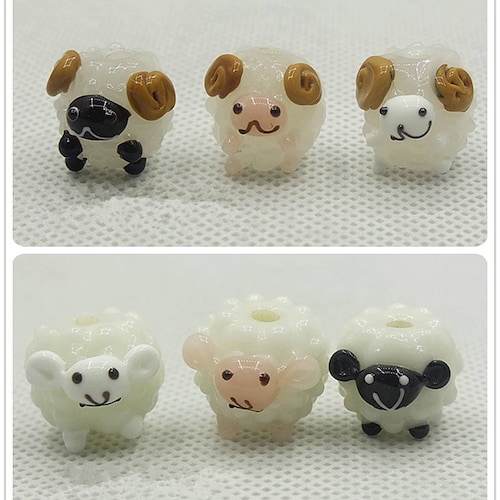 Glazed Bead 12x14mm Sheep Glass Beads Ram Lamp Bead Animal Etsy