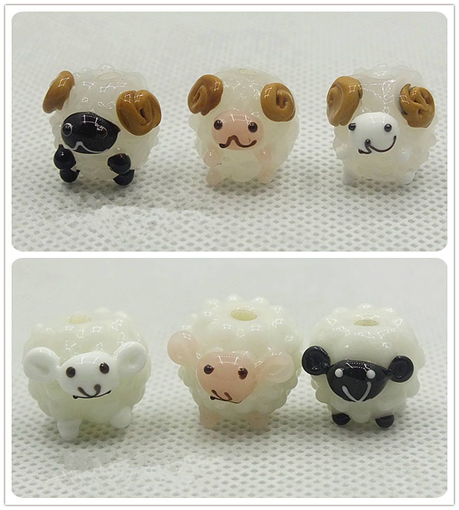 Glazed Bead 12x14mm Sheep Glass Beads Ram Lamp Bead Animal Bead Charm…