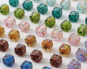 Lampwork 10.6mm cube bead multi color Glaze Bead square Glass Beads Bead Charm DIY bracelets Chain Necklace Bead Craft supply