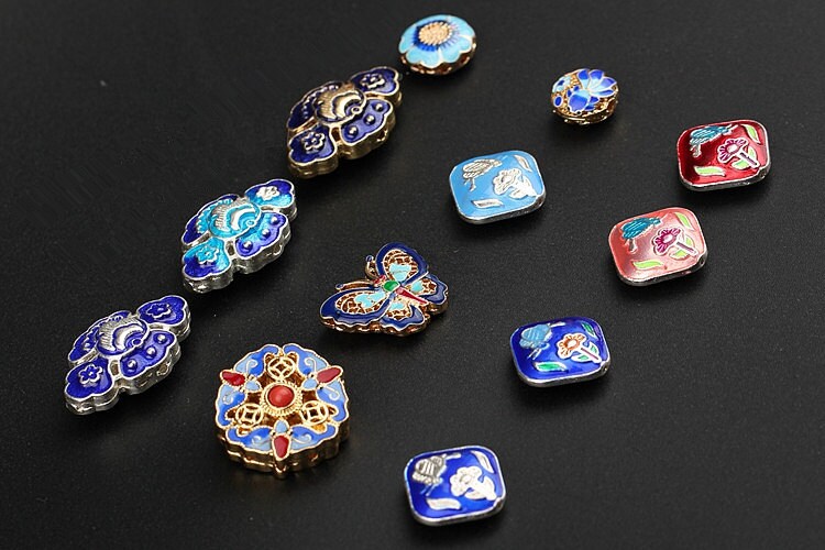 Cloisonne Bead Craved Spacer Bead Enamel Copper Gold Plating - Etsy